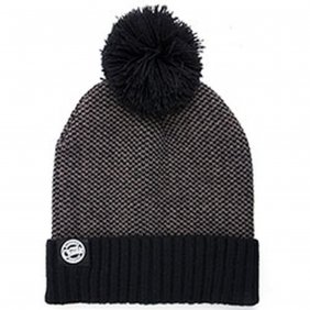 Fox Chunk Grey Black Bobble Hat
