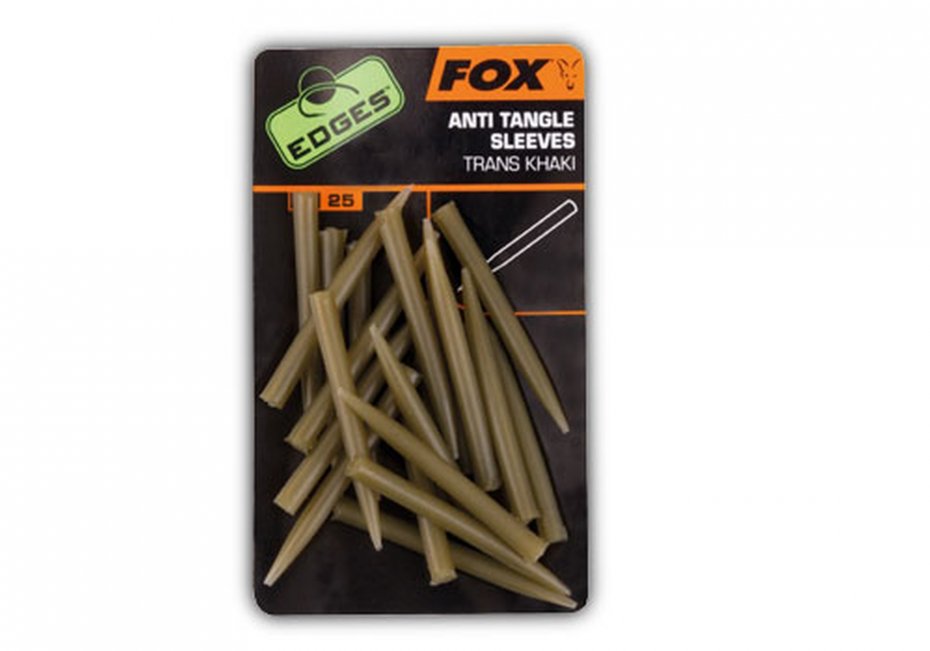 Fox Edges Anti Tangle Sleeves x 25 - trans khaki
