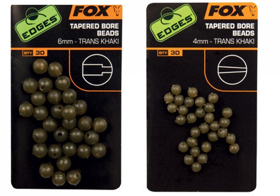 Fox Edges 6mm Tapered Bore Beads trans khaki