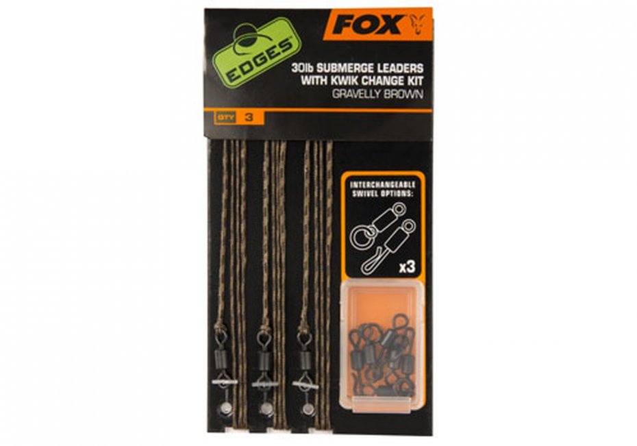 Fox Edges Brown Submerge 35lb leaders Kwik Change — zdjęcie 2