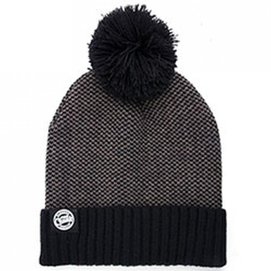 Fox Chunk Burgundy Black Bobble Hat
