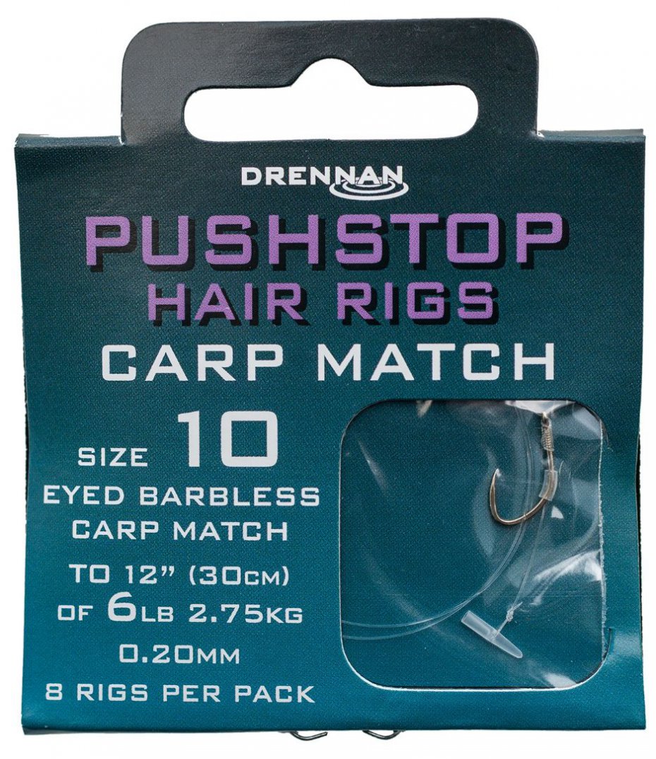 PRZYPON DRENNAN 30 cm PUSHSTOP CARP MATCH No10 / 0,20mm 8szt.