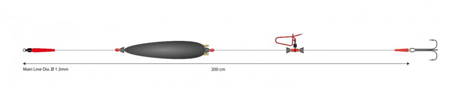 ADJUSTABLE COMBI RIG WITH RATTLE 10g/200cm/100kg - kotwica: 2/0