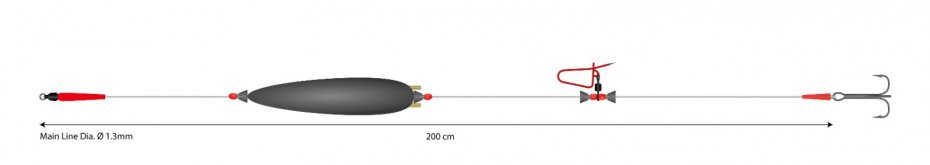 ADJUSTABLE COMBI RIG WITH RATTLE 20g/200cm/100kg - kotwica: 3/0