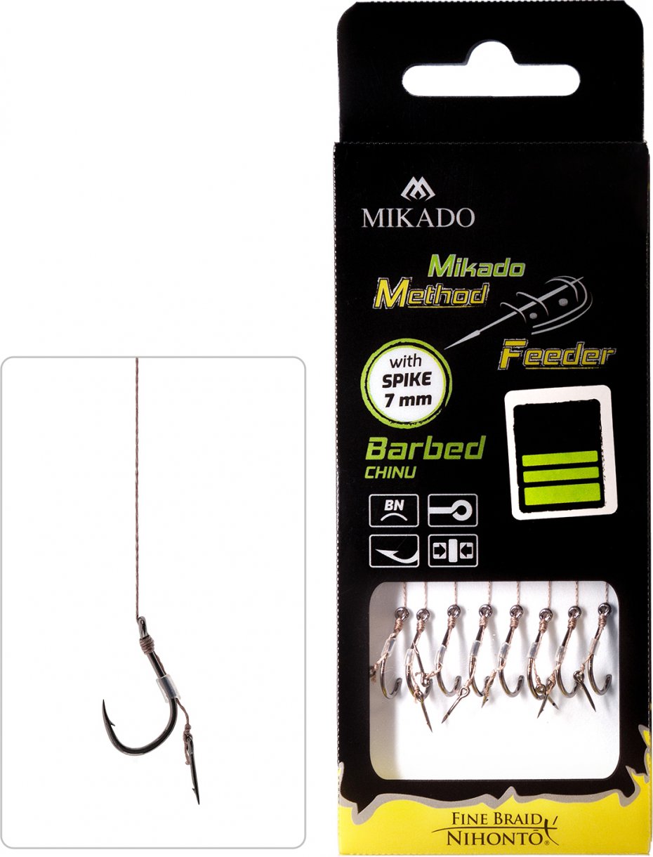 PRZYPON METHOD FEEDER - Z IGŁĄ - hak z zadziorem nr 12 / plecionka: 0.12mm/10cm - op.8szt