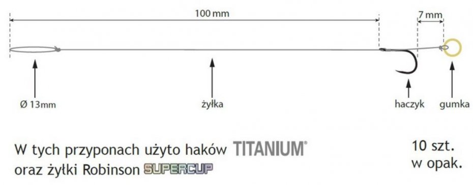 Przypon z gumką MF 503BN rozm. 10 śr. 0,190mm (10 szt.)