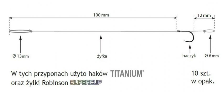 Przypon z włosem MF 503BN rozm. 14, śr. 0,172mm (10 szt.)