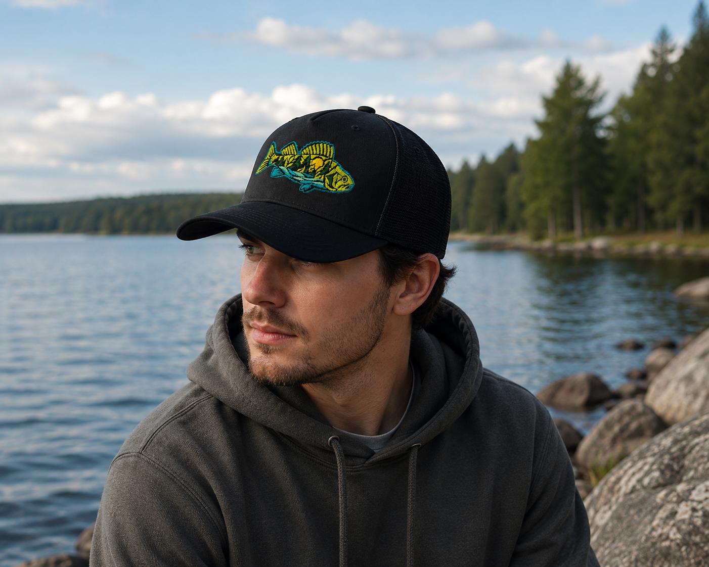 Czapka z daszkiem trucker z haftem  - Okoń — zdjęcie katalogowe 4