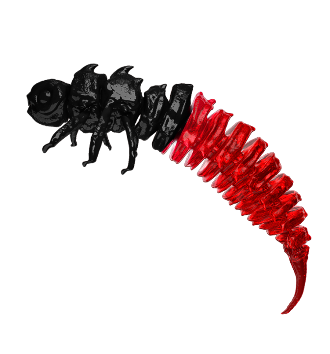 Larva BigFatBug 5cm opakowanie 5szt CZARNO-CZERWONY