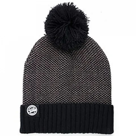 Fox Chunk Grey Black Bobble Hat