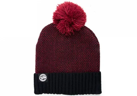 Fox Chunk Burgundy Black Bobble Hat — zdjęcie 7