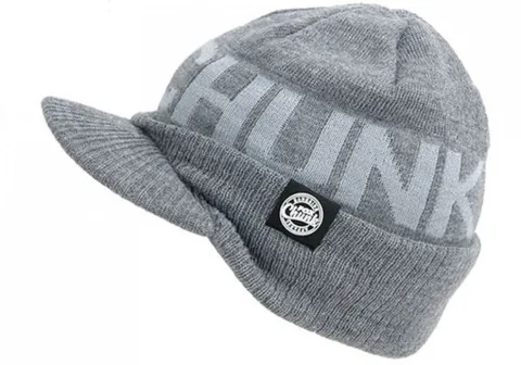 Fox Chunk Grey Peaked Beanie