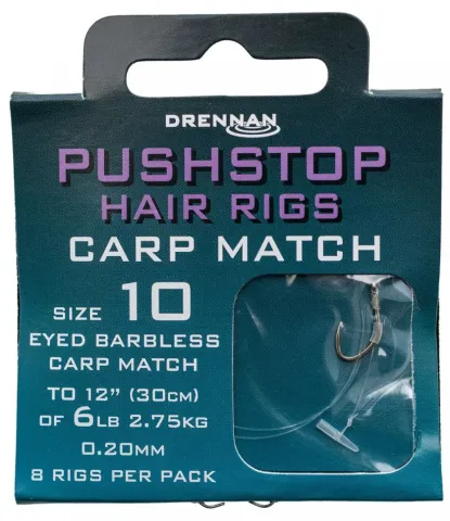 PRZYPON DRENNAN 30 cm PUSHSTOP CARP MATCH No10 / 0,20mm 8szt.