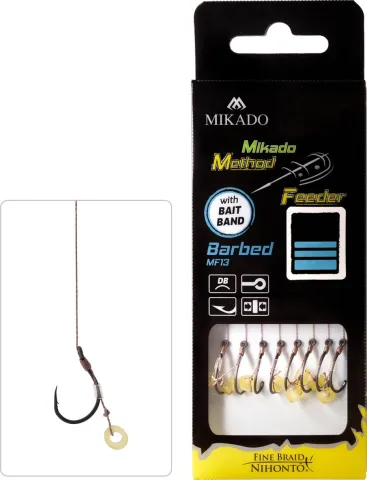 PRZYPON MF - Z GUMKĄ - hak z zadziorem nr 12 / plecionka: 0.12mm/10cm - op.8szt.