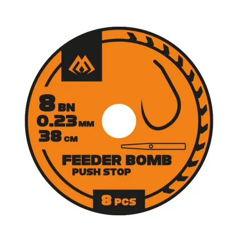 PRZYPON FEEDER BOMB - Z PUSH STOPEM - hak bez zadziora nr 10 / żyłka: 0.20mm/38cm - op.8szt.