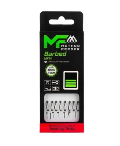 PRZYPON MF - MF14 Z IGŁĄ - hak z zadziorem nr 14 / żyłka: 0.18mm/10cm - op.8szt.