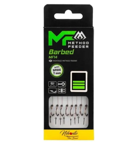 PRZYPON MF - MF14 Z IGŁĄ - hak z zadziorem nr 10 / plecionka: 0.12mm/10cm - op.8szt.