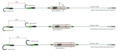 Madcat Adjusta Profi River Rig \"WORM & Squid\" / S