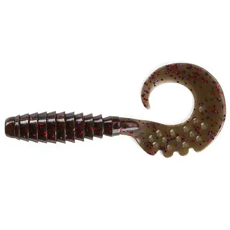 Fancy Grub 1” #050 - Green Pumpkin Brown/Red & Purple