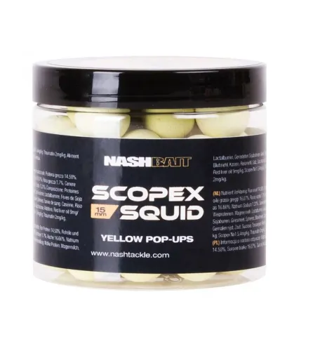 Kulki haczykowe SCOPEX SQUID POP UPS YELLOW 12mm 50