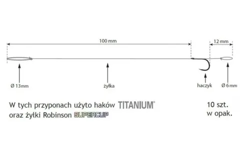 Przypon z włosem MF 504BN rozm. 12, śr. 0,172mm (10 szt.)