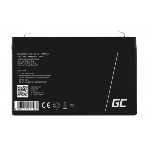 Akumulator AGM Green Cell 6V 7Ah — zdjęcie 2
