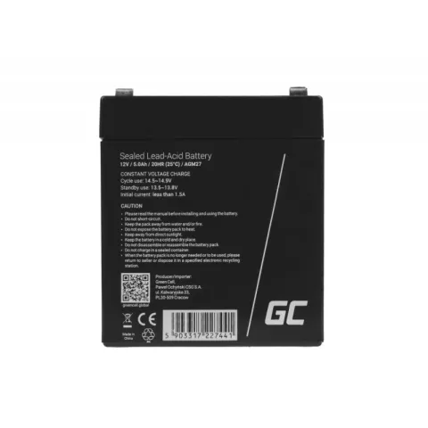 Akumulator AGM Green Cell 12V 5Ah — zdjęcie 2