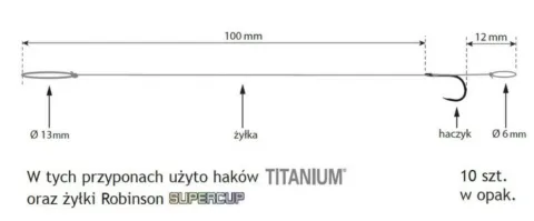 Przypon z włosem MF 503BN rozm. 12, śr. 0,172mm (10 szt.)