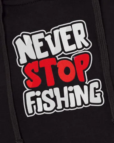 Czarna Bluza z Haftem Never Stop Fishing — zdjęcie oferty 1