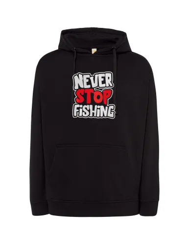 Czarna Bluza z Haftem Never Stop Fishing