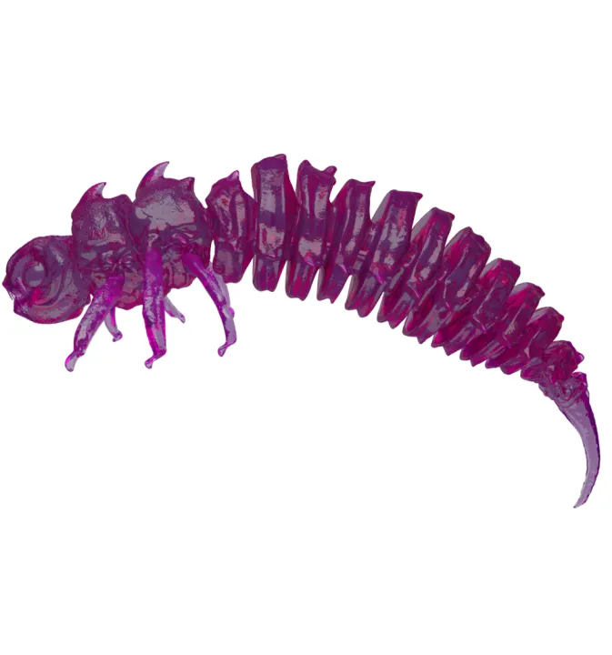 Larva BigFatBug 5cm opakowanie 5szt FIOLET